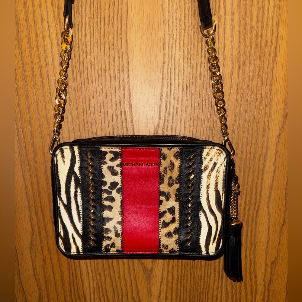 Michael Kors, Jet Set Medium Calf Hair and Leather Camera Bag